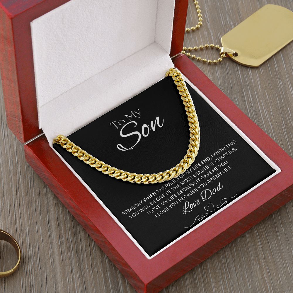 TO MY SON - Love Dad - Cuban Link Chain (Black background)