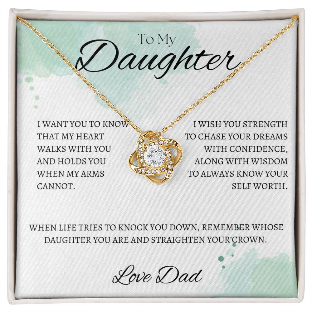 TO MY DAUGHTER - LOVE DAD - Love Knot Necklace (White watercolor background)