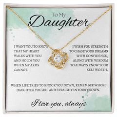 TO MY DAUGHTER - I LOVE YOU ALWAYS - Love Knot Necklace (White watercolor background)
