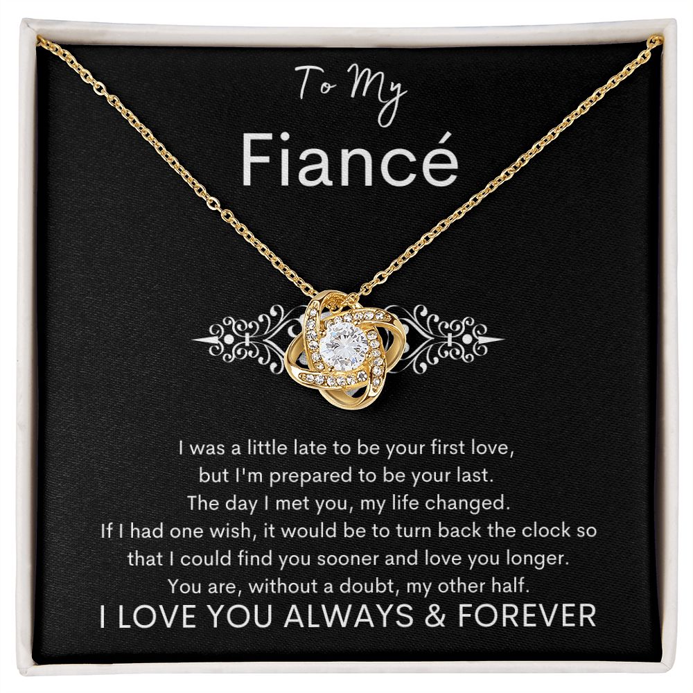 TO MY FIANCE - Your Last - Love Knot Necklace (Black background)