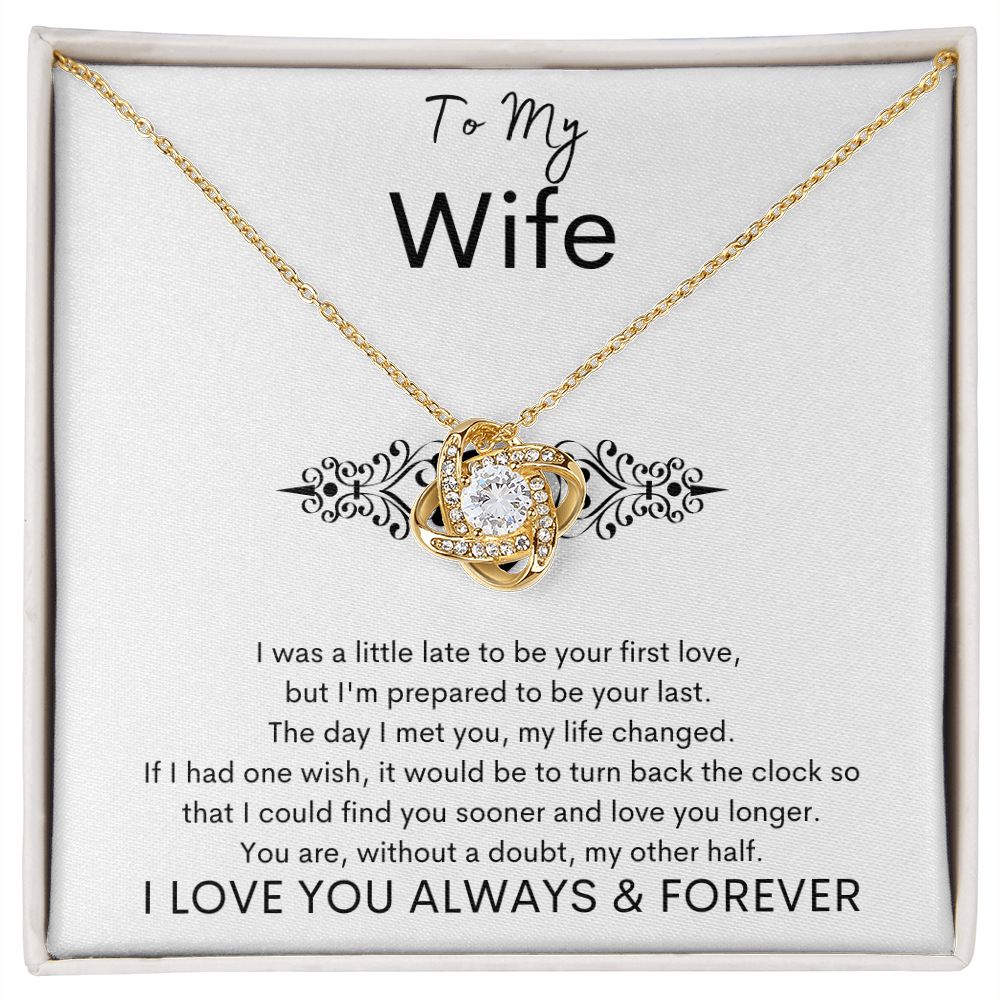 TO MY WIFE - Your Last - Love Knot Necklace (White background)
