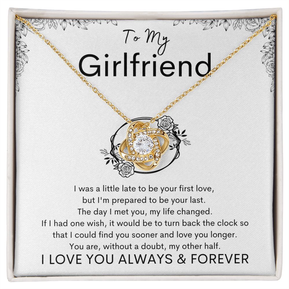 TO MY GIRLFRIEND - My Other Half - Love Knot Necklace (White background)