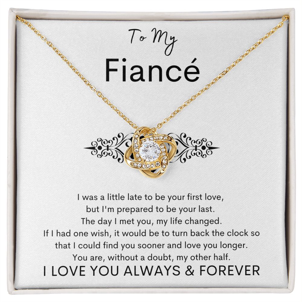 TO MY FIANCE - Your Last - Love Knot Necklace (White background)