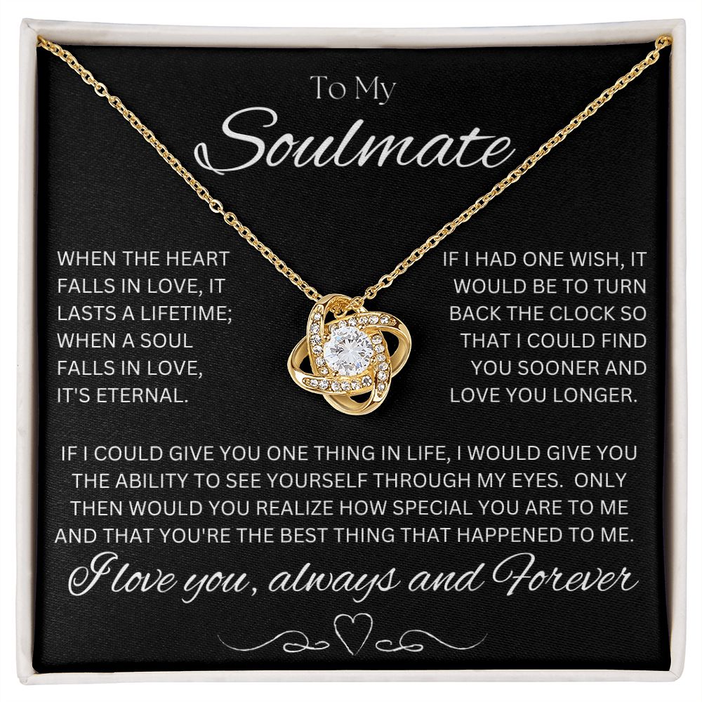 TO MY SOULMATE - Eternal Gift - Love Knot Necklace (Black background)