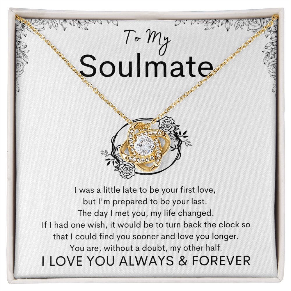 TO MY SOULMATE - My Other Half - Love Knot Necklace (White background)