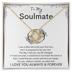 TO MY SOULMATE - My Other Half - Love Knot Necklace (White background)