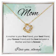 TO MY MOM - I love you always..., Son - Love Knot Necklace (White watercolor background)