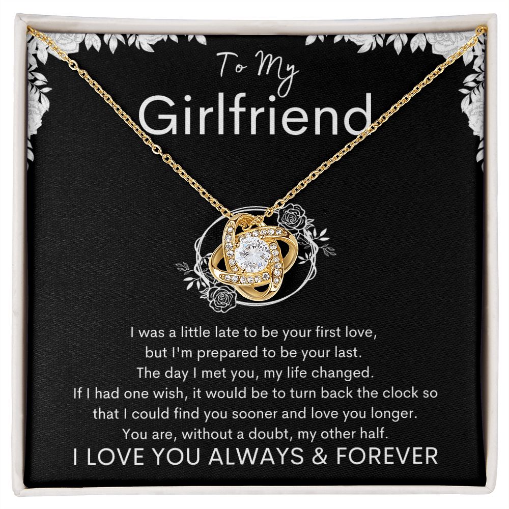TO MY GIRLFRIEND - My Other Half - Love Knot Necklace (Black background)