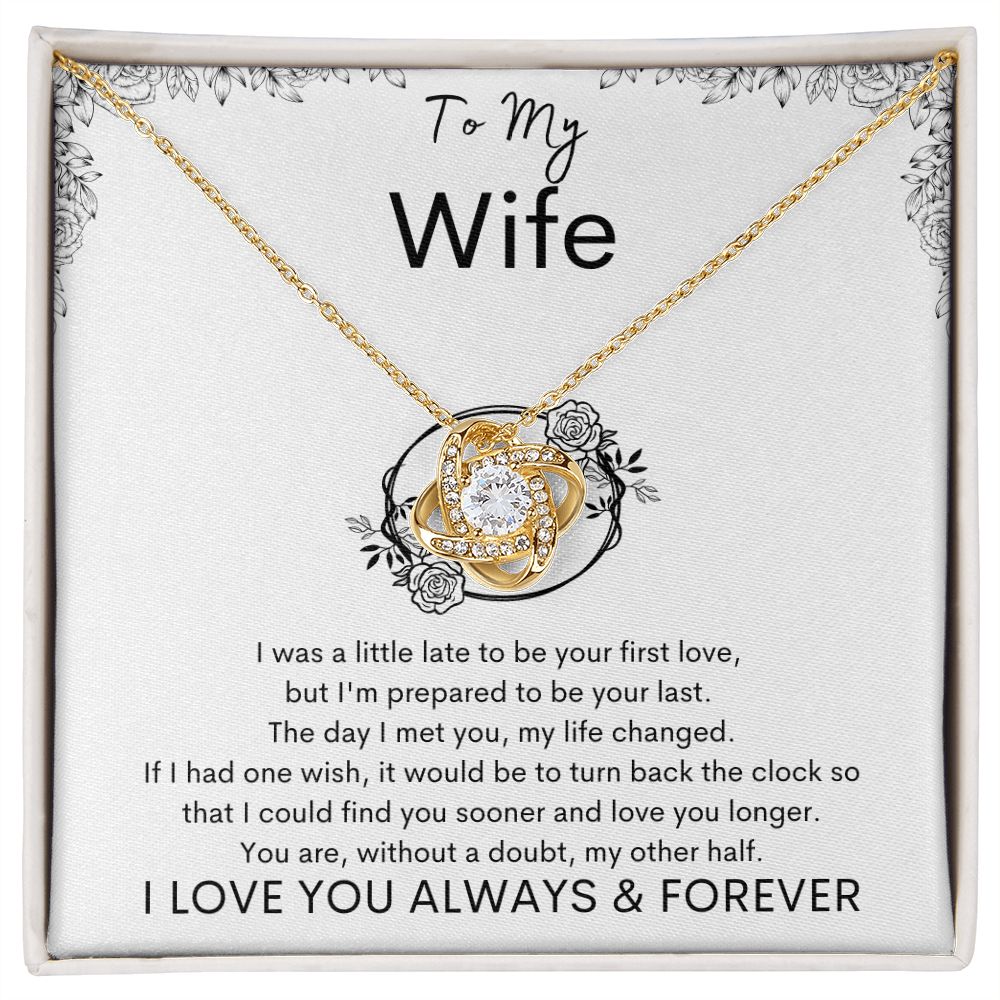 TO MY WIFE - My Other Half - Love Knot Necklace (White background)
