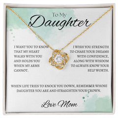 TO MY DAUGHTER - LOVE MOM - Love Knot Necklace (White watercolor background)