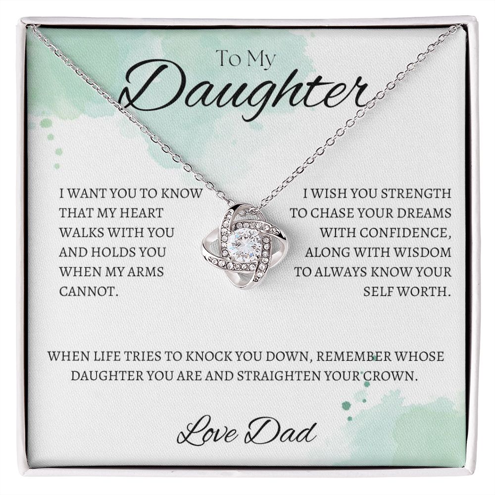 TO MY DAUGHTER - LOVE DAD - Love Knot Necklace (White watercolor background)