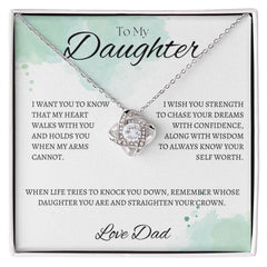 TO MY DAUGHTER - LOVE DAD - Love Knot Necklace (White watercolor background)