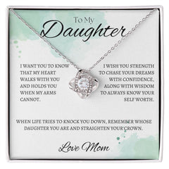 TO MY DAUGHTER - LOVE MOM - Love Knot Necklace (White watercolor background)