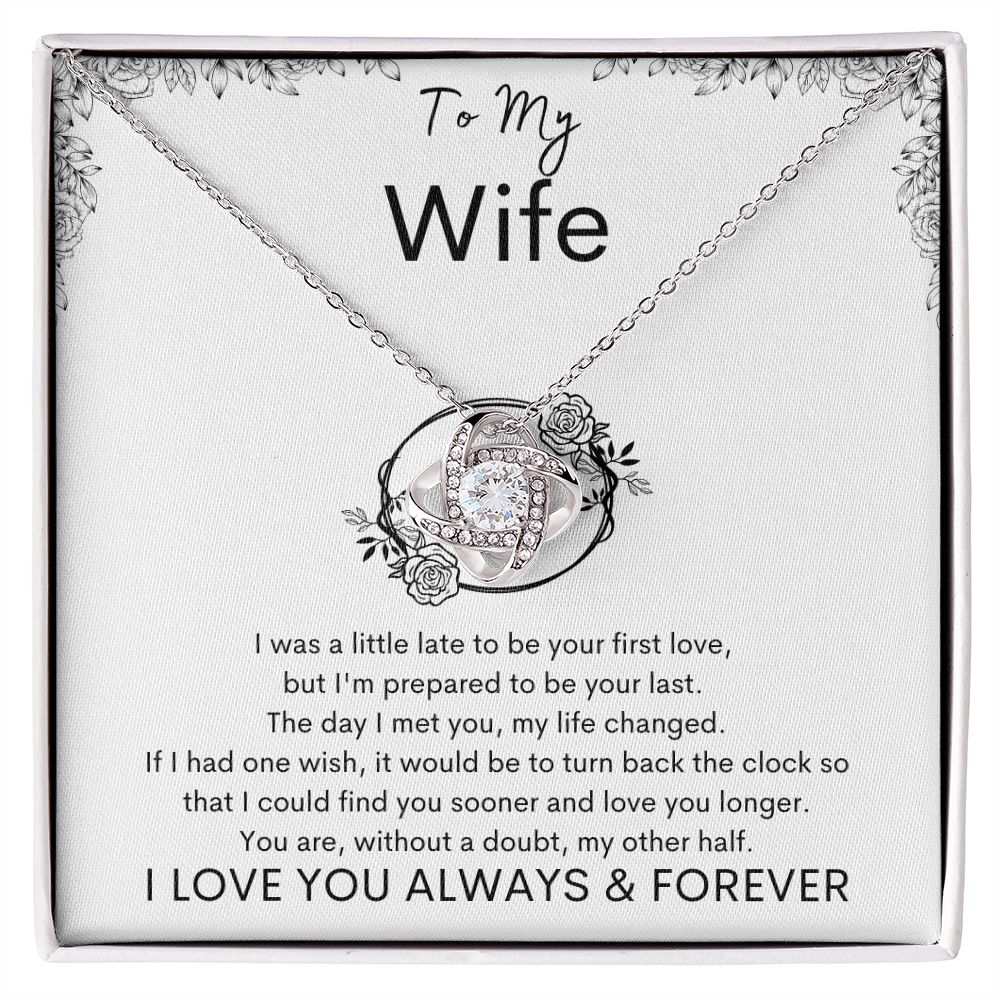 TO MY WIFE - My Other Half - Love Knot Necklace (White background)