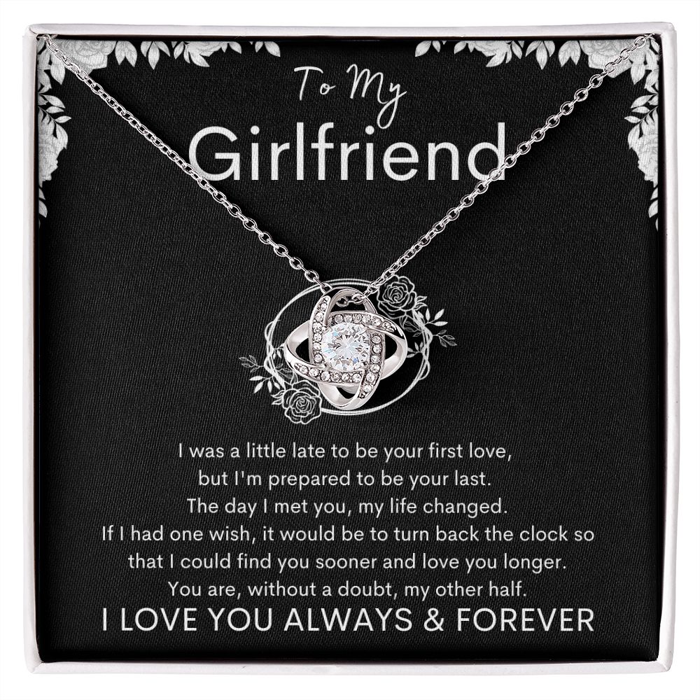 TO MY GIRLFRIEND - My Other Half - Love Knot Necklace (Black background)