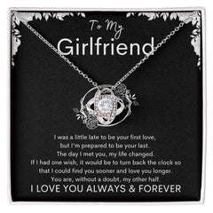 TO MY GIRLFRIEND - My Other Half - Love Knot Necklace (Black background)