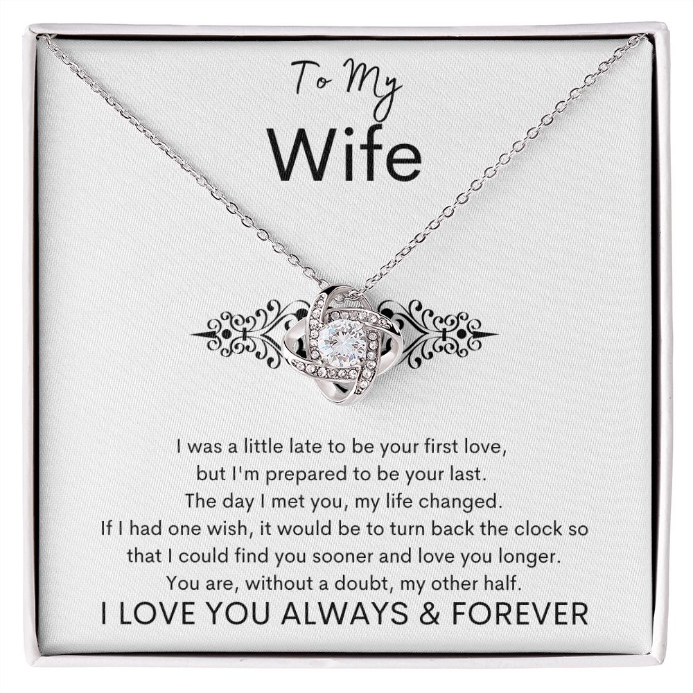 TO MY WIFE - Your Last - Love Knot Necklace (White background)