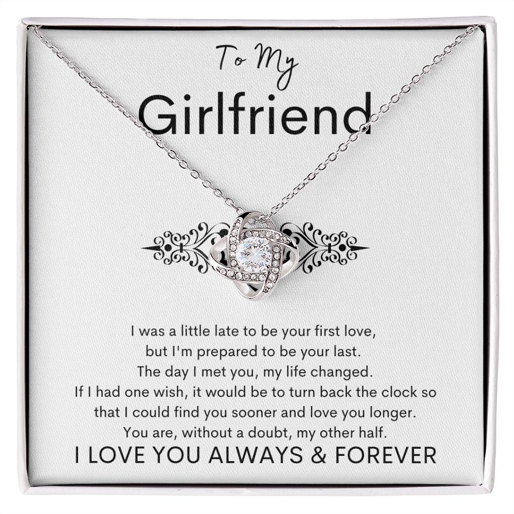 TO MY GIRLFRIEND - Your Last - Love Knot Necklace (White background)