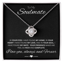 TO MY SOULMATE - Always and Forever - Love Knot Necklace (Black background)