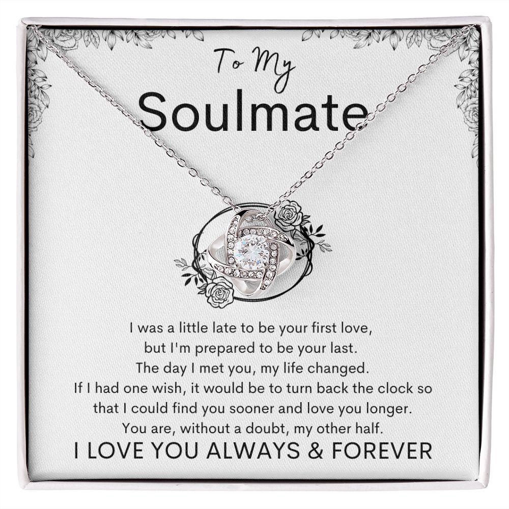 TO MY SOULMATE - My Other Half - Love Knot Necklace (White background)