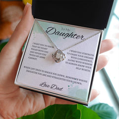 TO MY DAUGHTER - LOVE DAD - Love Knot Necklace (White watercolor background)