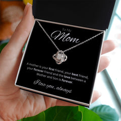 TO MY MOM - I love you always..., Son - Love Knot Necklace (Black background)