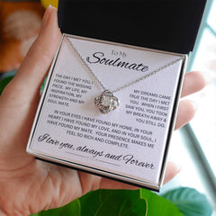 TO MY SOULMATE - My Missing Piece - Love Knot Necklace (White background)