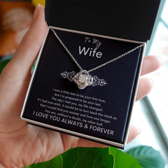TO MY WIFE - Your Last - Love Knot Necklace (Black background)