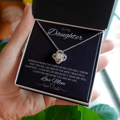 TO MY DAUGHTER - LOVE MOM - Love Knot Necklace (Black background)