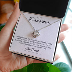 TO MY DAUGHTER - LOVE DAD - Love Knot Necklace (White background)