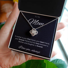 TO MY MOM - I love you always..., Daughter - Love Knot Necklace (Black background)