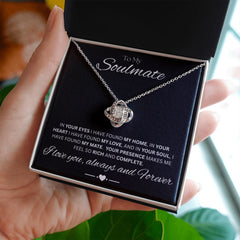 TO MY SOULMATE - Always and Forever - Love Knot Necklace (Black background)