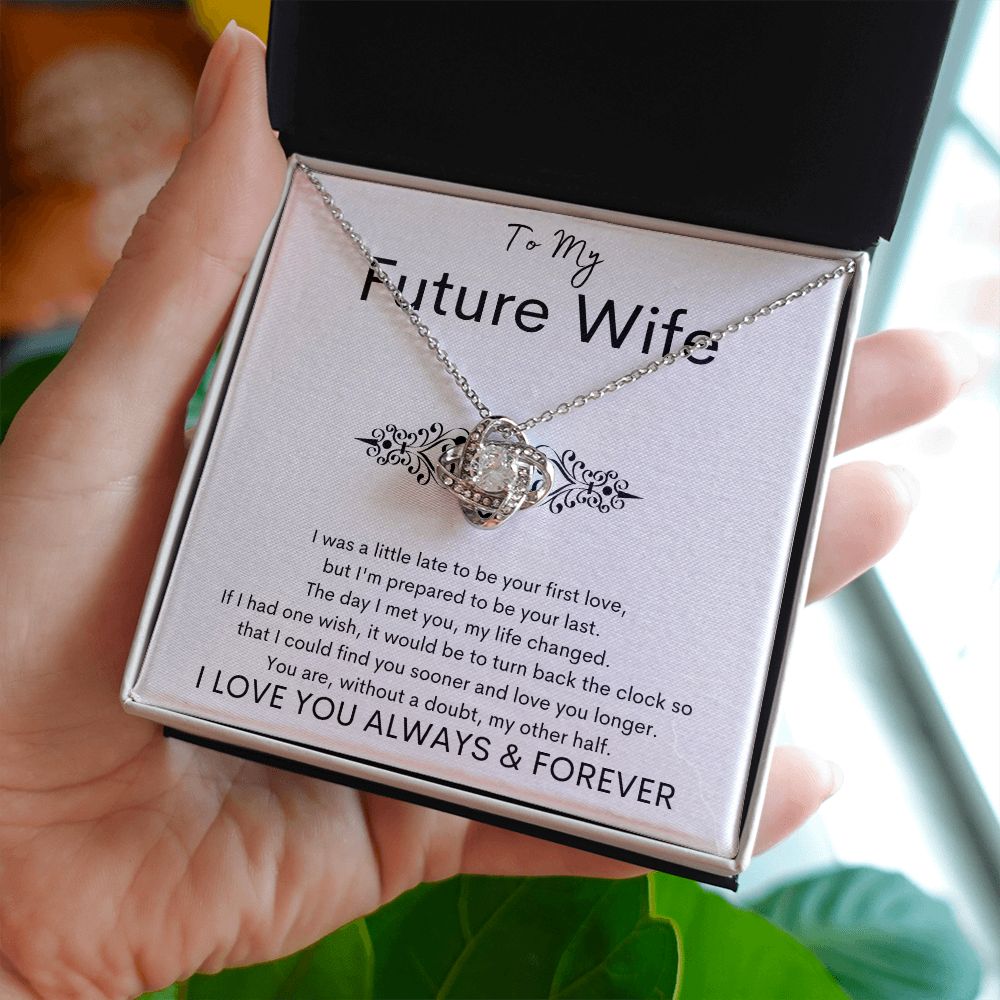 TO MY FUTURE WIFE - Your Last - Love Knot Necklace (White background)