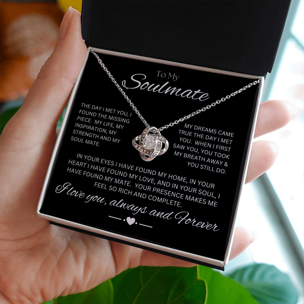 TO MY SOULMATE - The Missing Piece - Love Knot Necklace (Black background)