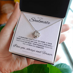TO MY SOULMATE - Always and Forever - Love Knot Necklace (White background)