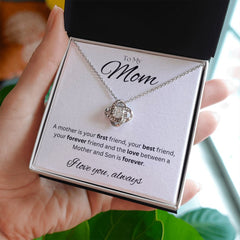 TO MY MOM - I love you always..., Son - Love Knot Necklace (White background)