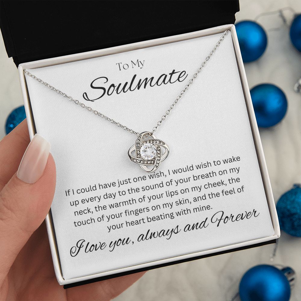 TO MY SOULMATE - One Wish - Love Knot Necklace (White background)