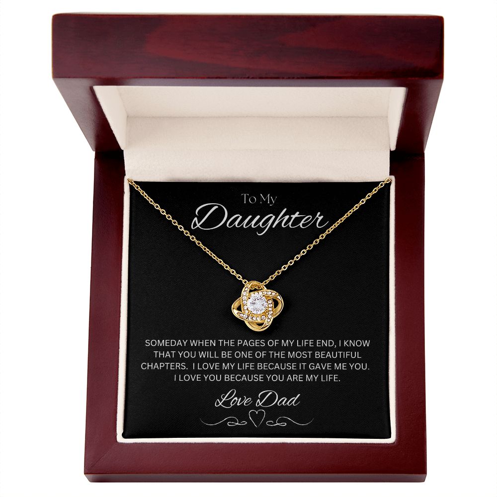 TO MY DAUGHTER - LOVE DAD - Love Knot Necklace (Black background)