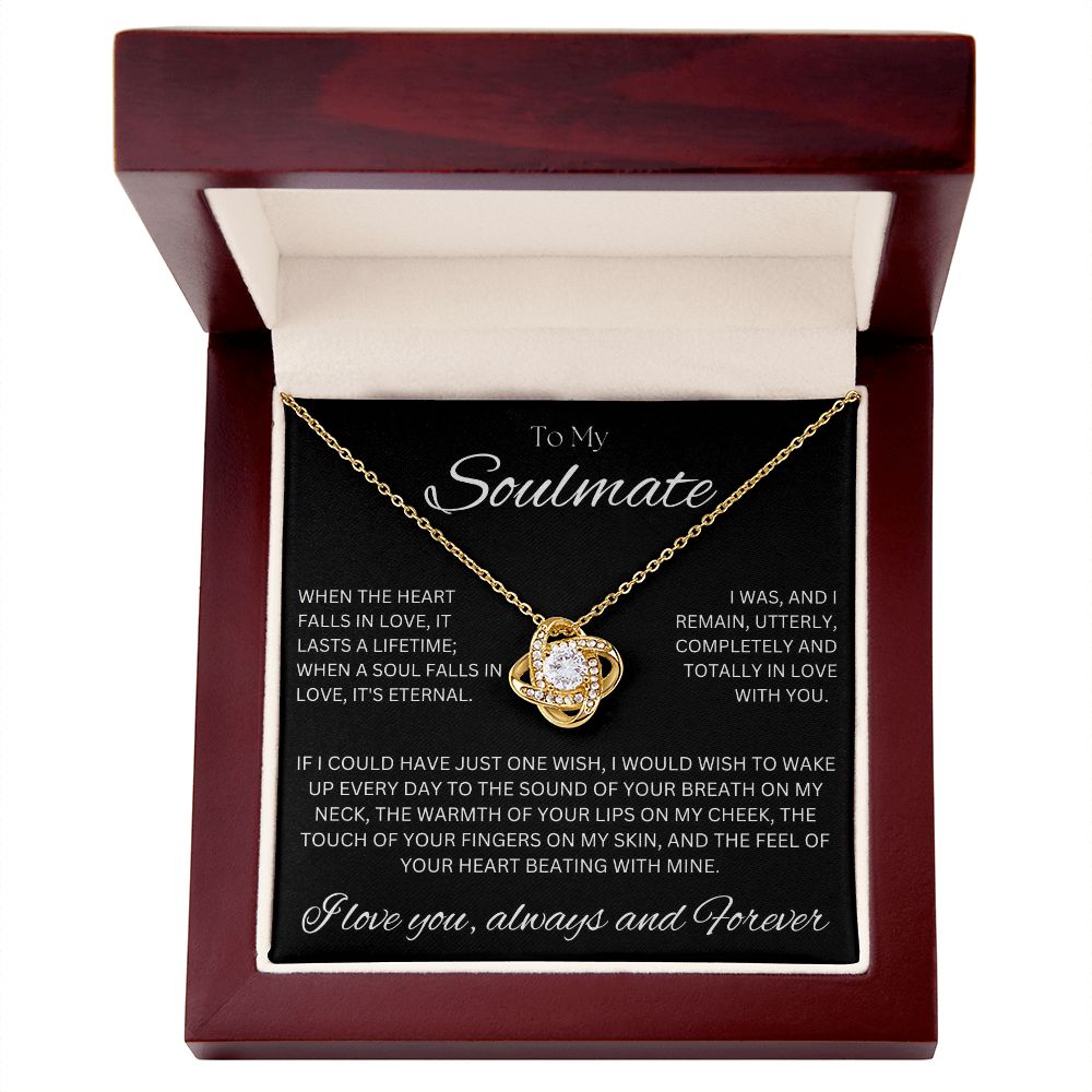 TO MY SOULMATE - Eternal Wish - Love Knot Necklace (Black background)