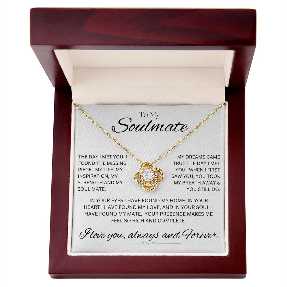 TO MY SOULMATE - My Missing Piece - Love Knot Necklace (White background)