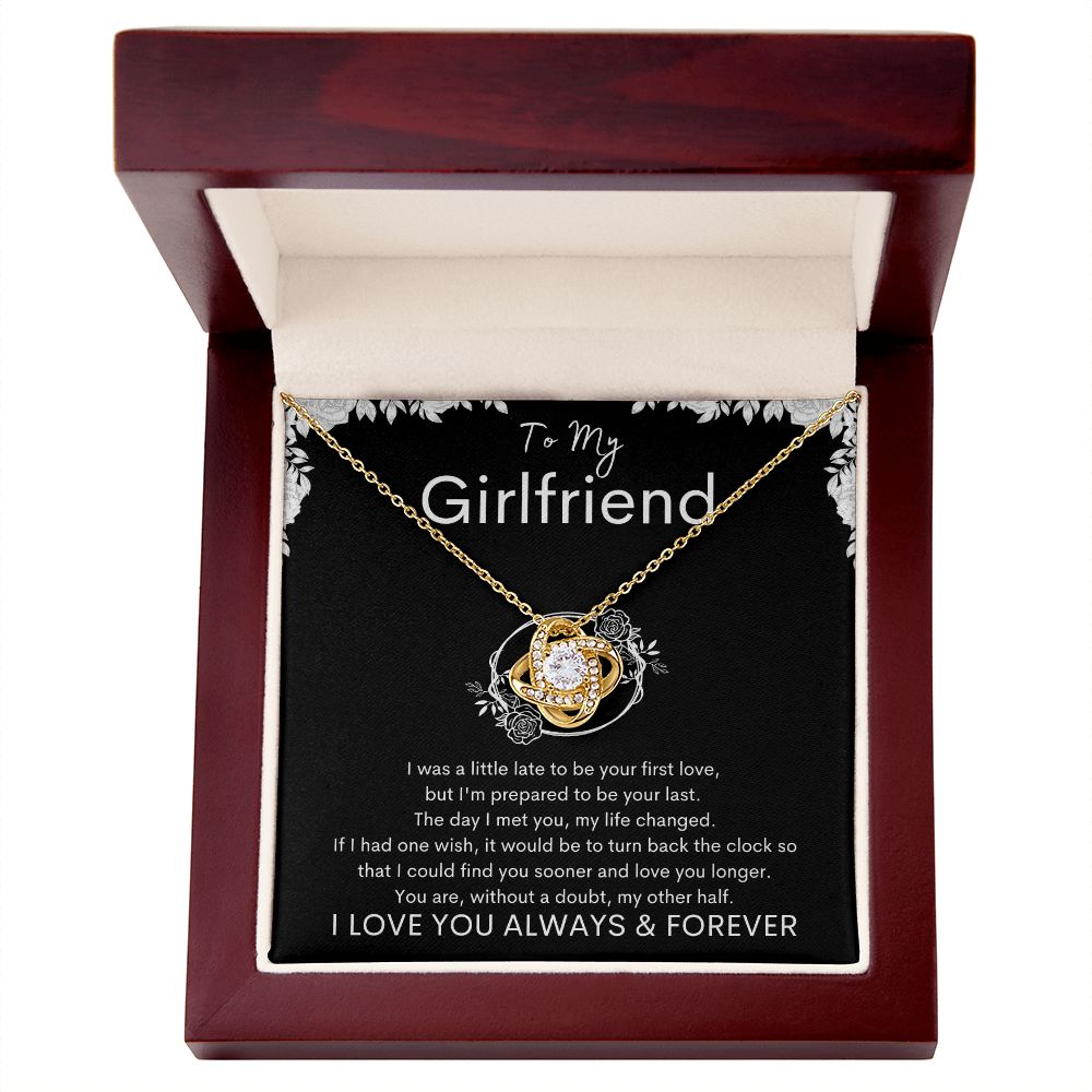 TO MY GIRLFRIEND - My Other Half - Love Knot Necklace (Black background)