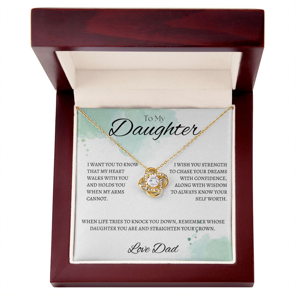 TO MY DAUGHTER - LOVE DAD - Love Knot Necklace (White watercolor background)