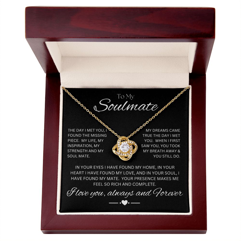 TO MY SOULMATE - The Missing Piece - Love Knot Necklace (Black background)