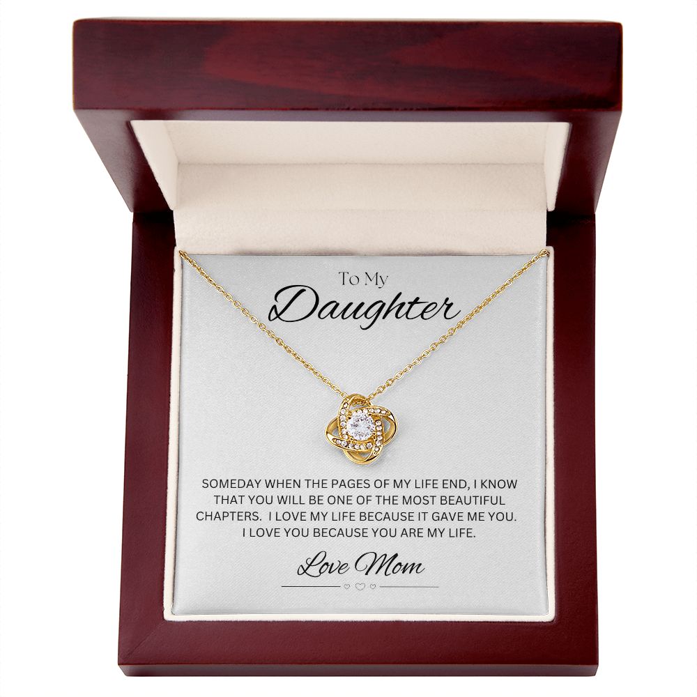 TO MY DAUGHTER - LOVE MOM - Love Knot Necklace (White background)