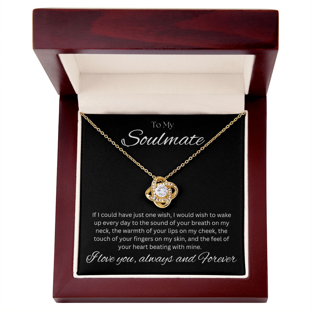 TO MY SOULMATE - One Wish - Love Knot Necklace (Black background)