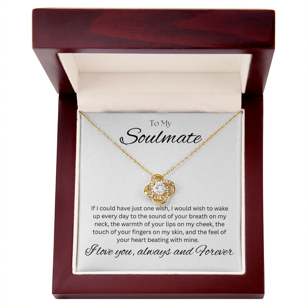 TO MY SOULMATE - One Wish - Love Knot Necklace (White background)