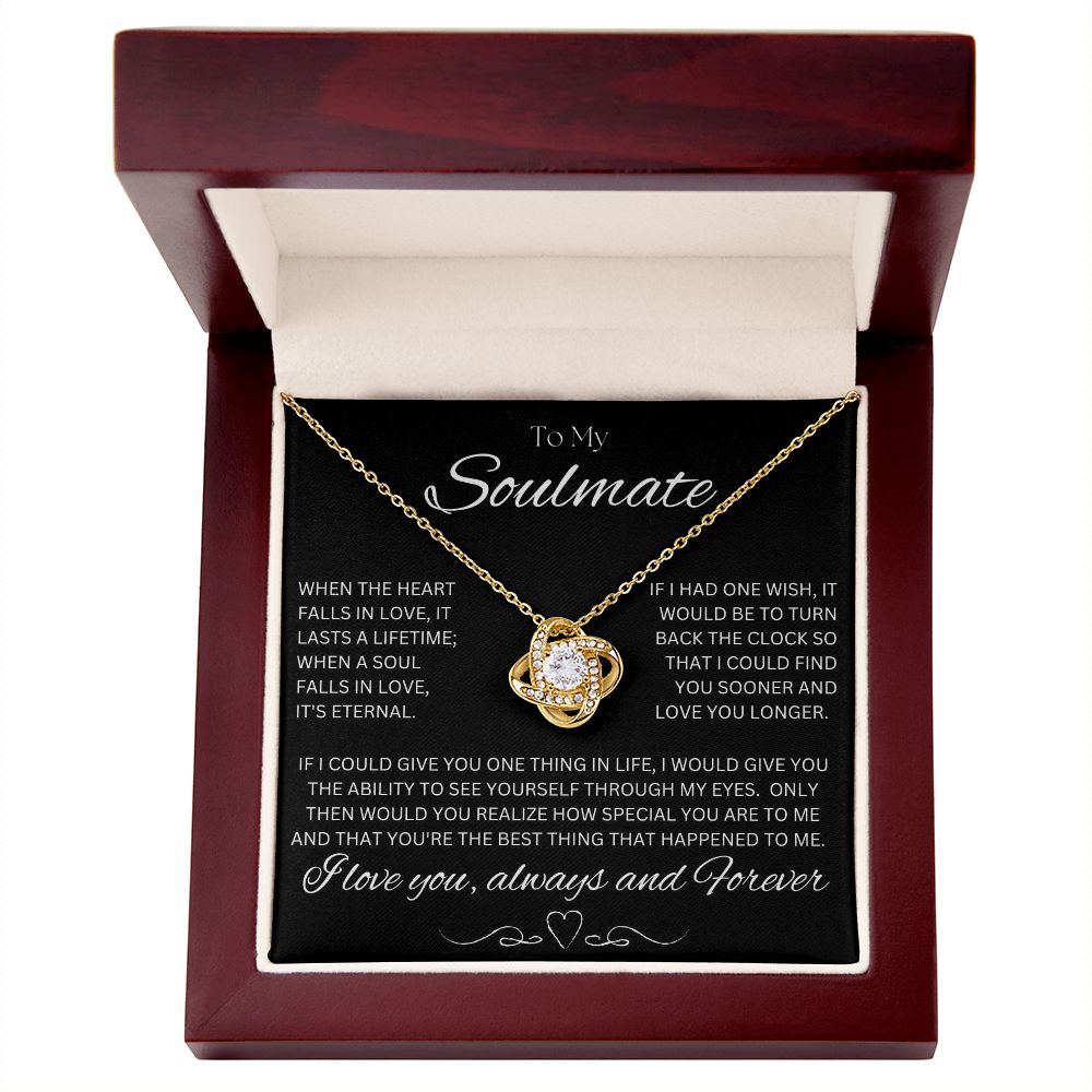 TO MY SOULMATE - Eternal Gift - Love Knot Necklace (Black background)