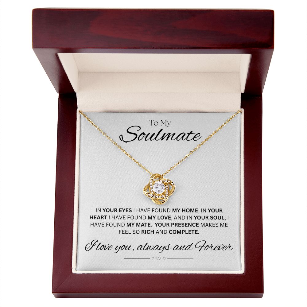 TO MY SOULMATE - Always and Forever - Love Knot Necklace (White background)