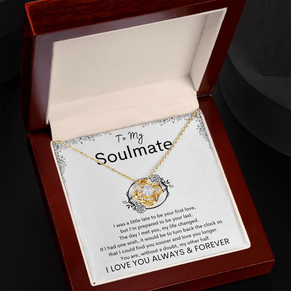 TO MY SOULMATE - My Other Half - Love Knot Necklace (White background)