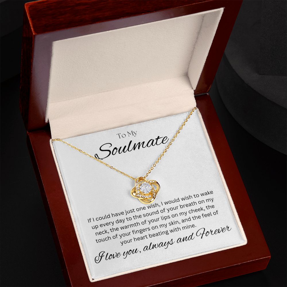 TO MY SOULMATE - One Wish - Love Knot Necklace (White background)